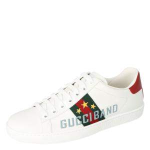 Gucci White Leather Gucci Band Embroidery Ace Low-Top Sneakers Size 37