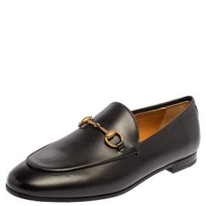 Pre Owned Gucci Black Leather Betis Glamour Horsebit Loafers Size 37