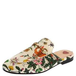 Gucci Multicolor Floral Canvas Princetown Flat Mules Size 38