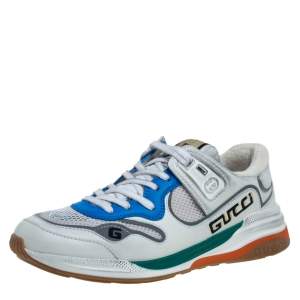 مملوكة مسبقًا حذاء رياضي بالنسياغا منخفض من أعلى ألترابيس قماش وجلد أبيض مقاس 38