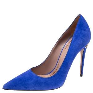 Pre Owned Gucci Blue Suede Pointed Toe Pumps Size 38
