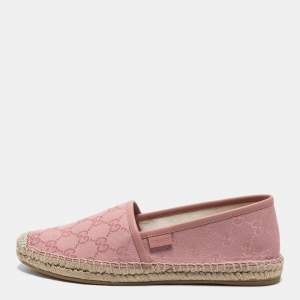 Pre Owned Gucci Pink GG Canvas Espadrilles Flats Size 37