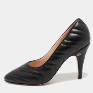 Gucci Black Matelasse Leather Pumps Size 38.5