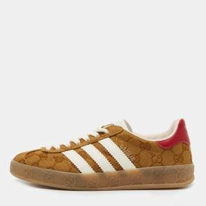 Adidas x Gucci Tricolor GG Canvas and Leather Gazelle Sneakers Size 36