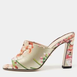 Gucci Multicolor Shanghai Print Leather Mules Size 36.5