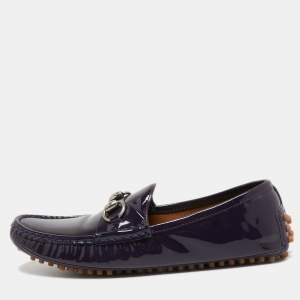 Gucci Purple Patent Leather Horsebit Loafers Size 37
