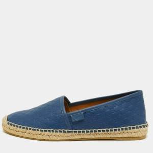 Gucci Blue Microguccissima Leather Espadrille Flats Size 38