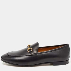 Gucci Black Leather  Jordaan Loafers Size 40