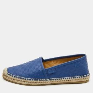 Gucci Blue Microguccissima Leather Espadrilles Size 37