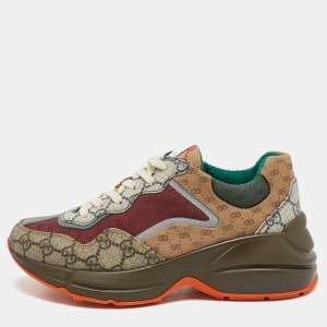 Gucci Multicolor Canvas and Leather Rhyton Sneakers Size 38.5