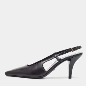 Pre Owned Gucci Black Leather Slingback Pumps Size 36
