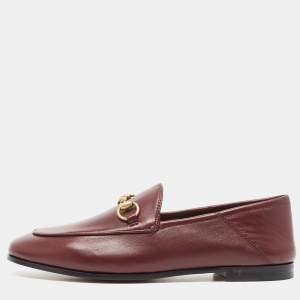 Gucci Burgundy Leather Horsebit Foldable Loafers Size 36.5