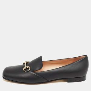 Gucci Black Leather Horsebit Slip On Loafers Size 41.5