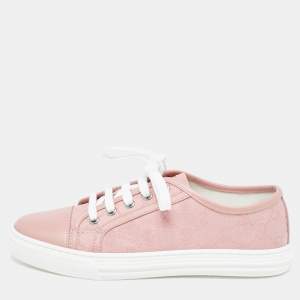 Gucci Pink GG Canvas And Leather Low Top Sneakers Size 37