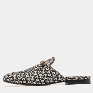 Gucci Black/Beige GG Canvas Princetown Flat Mules Size 39