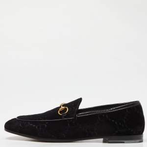 Gucci Black GG Tweed Jordaan Loafers Size 38