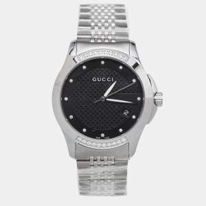 Gucci Black Stainless Steel G-Timeless YA126408 Unisex Wristwatch 38 mm