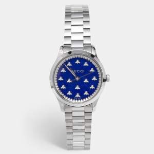 Gucci Blue Stainless Steel G-Timeless YA1265043 Women's Wristwatch 32 mm