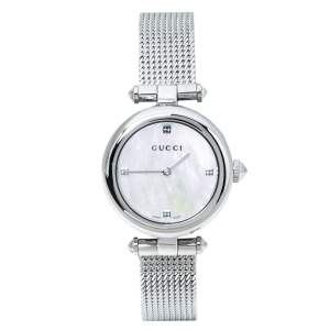 Gucci Mother Of Pearl Stainless Steel Diamantissima YA141504 Women's Wristwatch 27 mm