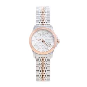 Gucci Mother of Pearl Two-Tone Stainless Steel G-Timeless YA126539 Women's Wristwatch 27 mm