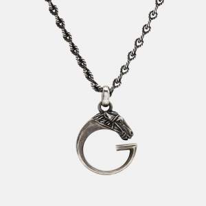 Gucci   Horse Head 'G' Sterling Silver Pendant Necklace