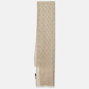 Gucci Beige GG Jacquard Wool & Silk Stole