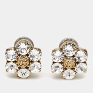Gucci GG Crystal Gold Tone Earrings