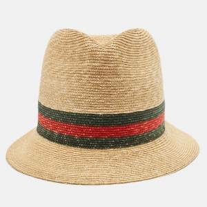 Gucci Brown Printed Straw Hat M