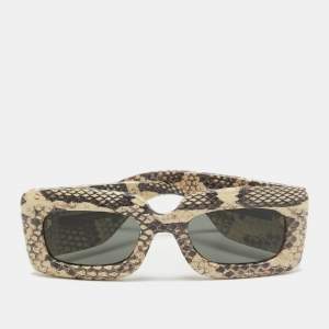 Gucci Black/Beige GG0816S Python Rectangular Sunglasses