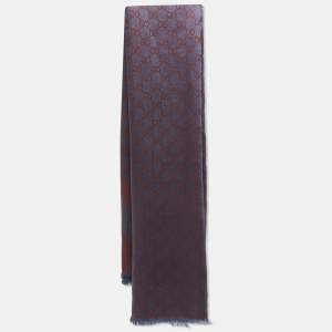 Gucci Blue/Red GG Web Wool Blend Square Scarf 