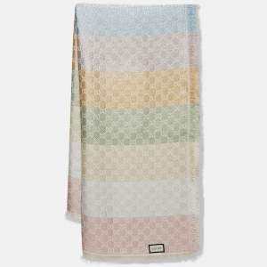 مملوكة مسبقًا Gucci Beige GG Jacquard Wool Blend Shawl