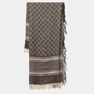 Gucci Brown GG Survive Wool & Silk Scarf