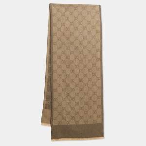 Gucci Brown GG Interlocking Jacquard Stole