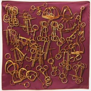 Gucci Burgundy Silk Horsebit Square Scarf
