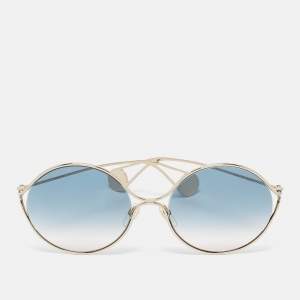 Gucci Blue Gradient GG0253S Pearl Embellished Round Sunglasses