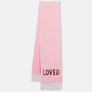 Gucci Pink LOVED Embellished Cashmere & Silk Scarf