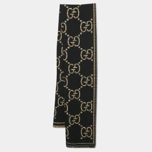Gucci Black  Fringe Scarf