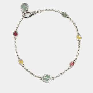 Gucci GG Enamel Sterling Silver Bracelet