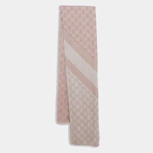 Gucci Rose and Ivory Guccissima Jacquard Fringed Outlet Shawl