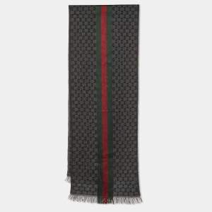 Gucci Tri Color GG Wool & Silk Web Scarf