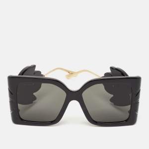 Gucci Black/Gold GG0535S Leaf Motif Oversized Sunglasses