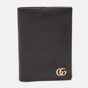 Gucci Black Leather GG Marmont Passport Holder