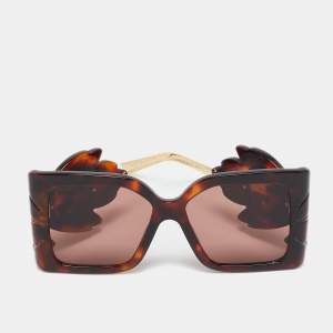 Gucci Tortoise Brown GG0535S Leaf Motif Oversized Sunglasses