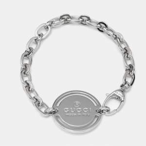 Gucci Disk Sterling Silver 925 Link Bracelet 17