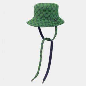 Gucci Green GG Canvas Reversible Self-Tie Bucket Hat 