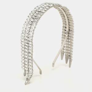 Gucci Silver Tone Metal and Crystal Embellishment Headband