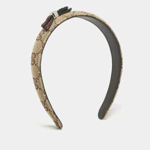 Gucci Brown Logo Canvas Bow Detail Head Band