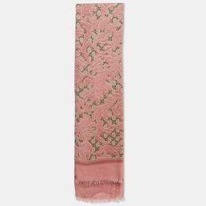 Gucci Pink GG Arabesque Modal Square Scarf 