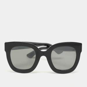 Gucci Black Acetate GG0208S Butterfly Sunglasses 