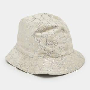 Gucci White GG Lamé Wool Bucket Hat M